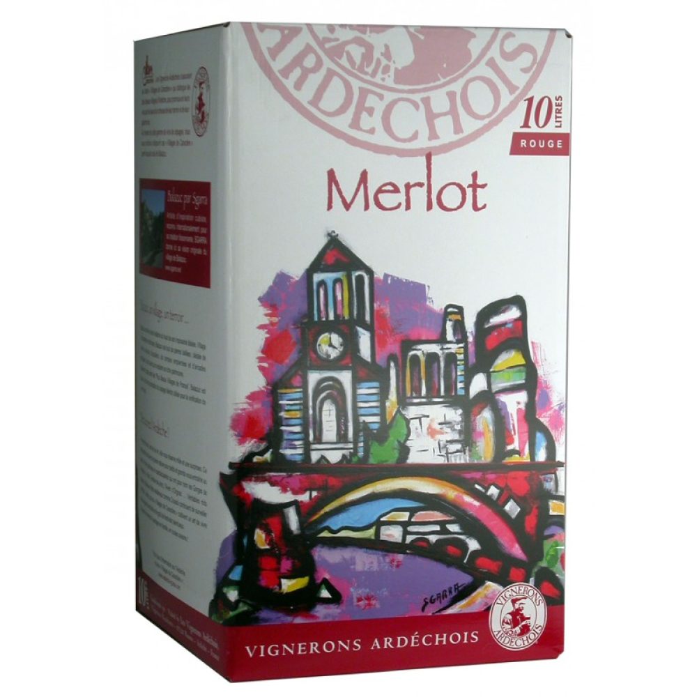 Bag In Box 10 litres Ardèche IGP "Merlot" Vignerons Ardéchois (Rouge)